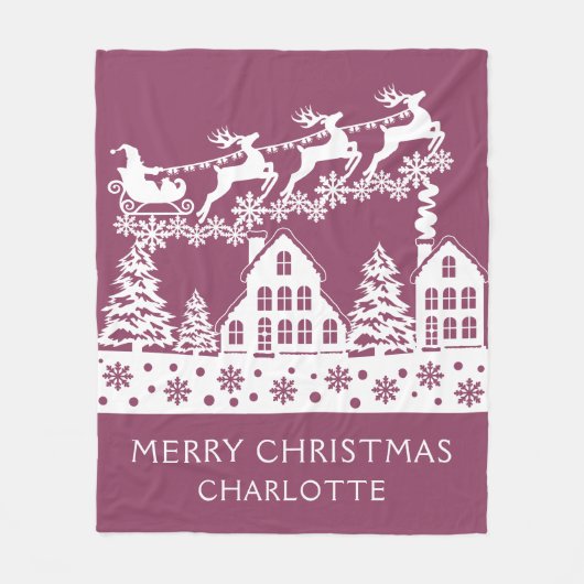 Merry Kerstkerstkerstkerstwinter Snowflakes Naam Fleece Deken (Voorkant)