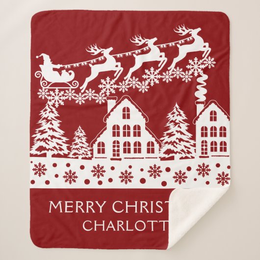 Merry Kerstkerstkerstkerstwinter Snowflakes Naam Sherpa Deken (Voorkant)