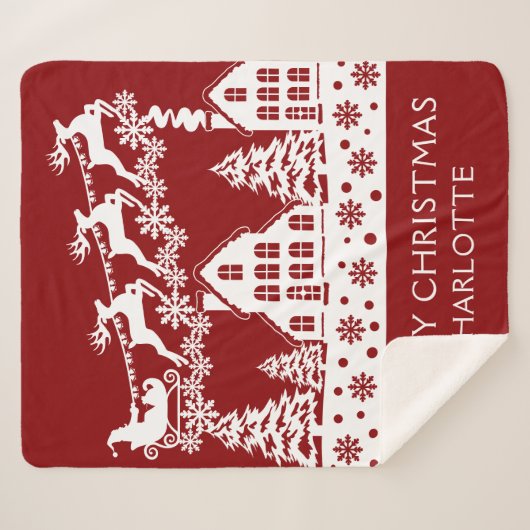 Merry Kerstkerstkerstkerstwinter Snowflakes Naam Sherpa Deken (Voorkant (horizontaal))