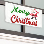 Merry kerstkerstkerstman rood script spandoek (Buitenkant Gebouw)