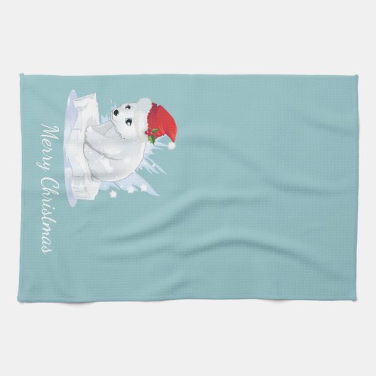 Merry Kerstkeuken Towel-Polar Beer Theedoek (Horizontaal)