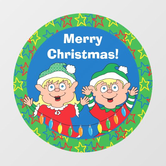 Merry kerstkleven Round Window Cling Raamsticker (Vel)