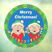 Merry kerstkleven Round Window Cling Raamsticker (Vel 3)