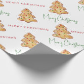 Merry KerstkoekjesPatroonscript Cadeaupapier (Hoek)