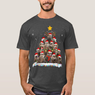Merry kerstlampboom Otter Santa Decoration T-shirt