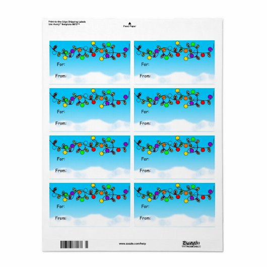 Merry-kerstlampjes Etiket (Full Sheet)