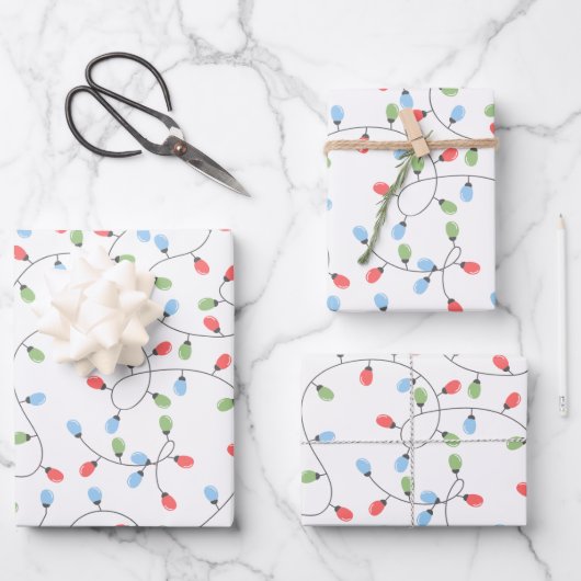 Merry-kerstlamppatroon Inpakpapier Vel (Voorkant)