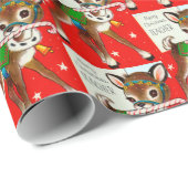 Merry Kerstleraar retro omslag Cadeaupapier (Rol Hoek)