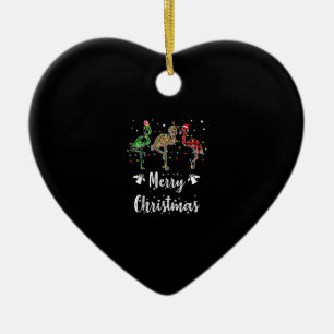 Merry Kerstluipaard Red Green Flamingo Keramisch Ornament