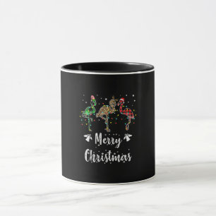 Merry Kerstluipaard Red Green Flamingo Mok