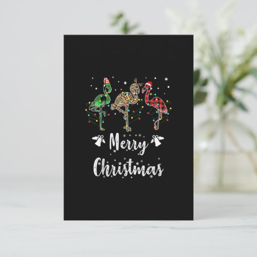 Merry Kerstluipaard Red Green Flamingo RSVP Kaartje (Staand voorkant)