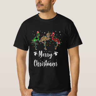Merry Kerstluipaard Red Green Flamingo T-shirt