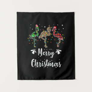 Merry Kerstluipaard Red Green Flamingo Wandkleed