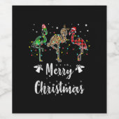 Merry Kerstluipaard Red Green Flamingo Wijn Etiket (Enkel label)