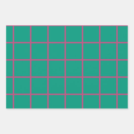 Merry Kerstmagenta Hot Pink Emerald Green Inpakpapier Vel (Voorkant 3)