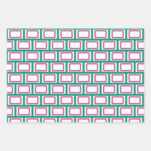 Merry Kerstmagenta Hot Pink Emerald Green Inpakpapier Vel (Voorkant 2)