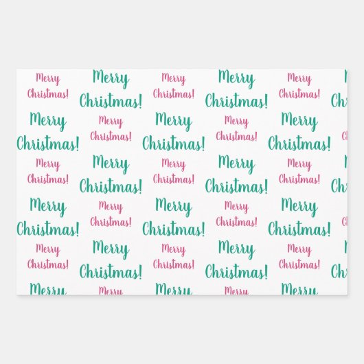 Merry Kerstmagenta Hot Pink Emerald Green Inpakpapier Vel (Voorkant)