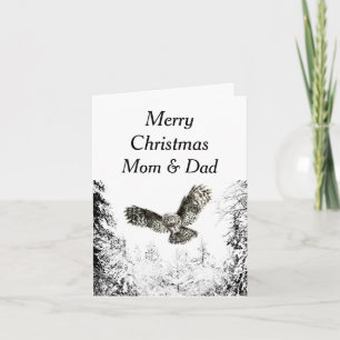 Merry Kerstmam Winter Forest Owl Kaart