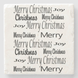 Merry kerstmarble Stone Onderzetter, Joy Stenen Onderzetter