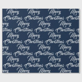 Merry kerstmarine white custom script elegant cadeaupapier (Vlak)