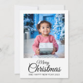 Merry Kerstmis 2 foto's elegant script Feestdagenkaart (Voorkant)