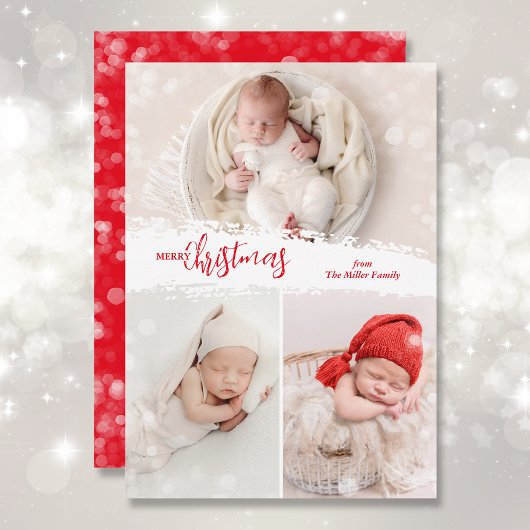 Merry Kerstmis 3 Foto Collage Feestdagenkaart