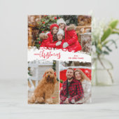Merry Kerstmis 3 Foto Collage Feestdagenkaart (Staand voorkant)
