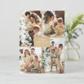 Merry Kerstmis 4 Foto Collage Feestdagenkaart (Staand voorkant)