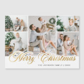 Merry Kerstmis 5 PHOTO Greeting Magnetic Card (Voorkant)