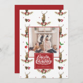 Merry Kerstmis - Aangepaste foto Deer Idyll Feestdagenkaart (Voorkant / Achterkant)