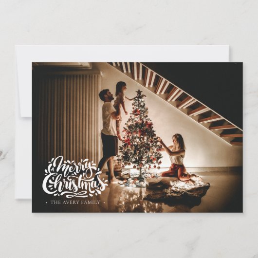 Merry Kerstmis - Aangepaste foto Deer Idyll Feestdagenkaart (Voorkant)