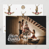 Merry Kerstmis - Aangepaste foto Deer Idyll Feestdagenkaart (Voorkant / Achterkant)