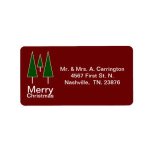 Merry Kerstmis Abstracte Pine Trees Etiket