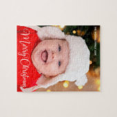 Merry Kerstmis Baby Foto Cute Personalized Gift Legpuzzel (Horizontaal)