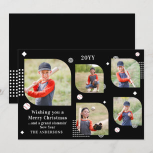 Merry Kerstmis Baseball Sport 5 Foto Familienaam