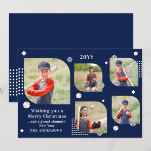 Merry Kerstmis Baseball Sport 5 Foto Familienaam