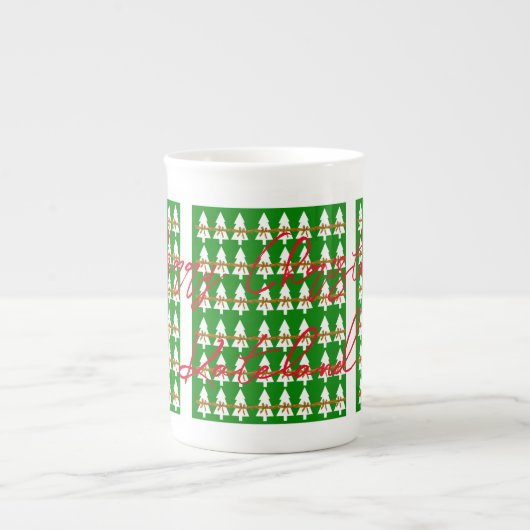 Merry Kerstmis Bone China Mok Green (Voorkant)