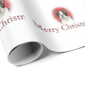 Merry Kerstmis Boston Terrier Dog Wrapping Paper Cadeaupapier (Rol Hoek)