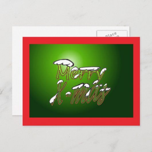 Merry Kerstmis Briefkaart Green Big (Voorkant / Achterkant)