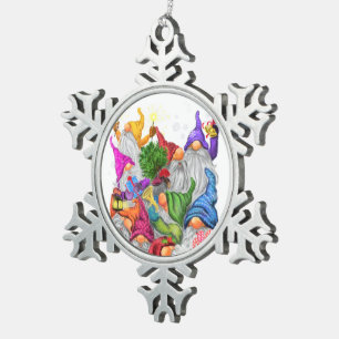 Merry Kerstmis Cartoon Tekening Fun Tin Sneeuwvlok Ornament