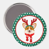 Merry Kerstmis Corgi Dog Magnet Magneet (Voorkant / Achterkant)