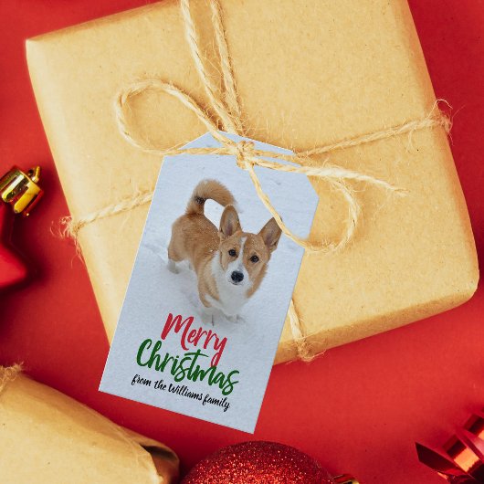 Merry Kerstmis Corgi Snow-foto - Mooi aangepast Cadeaulabel