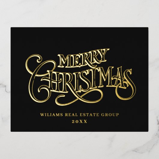 Merry Kerstmis Corporate Greeting Gold Folie Feestdagen Briefkaart (Voorkant)