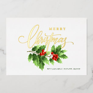 Merry Kerstmis Corporate Greeting Gold Folie Feestdagenkaart