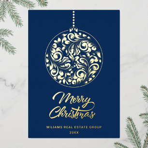 Merry Kerstmis Corporate Greeting Gold Folie Feestdagenkaart