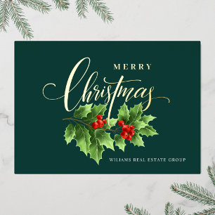 Merry Kerstmis Corporate Greeting Gold Folie Feestdagenkaart