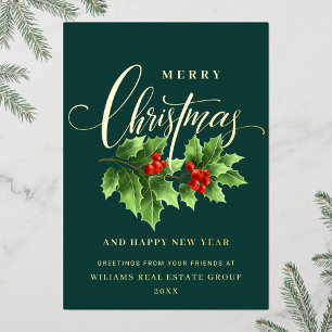 Merry Kerstmis Corporate Greeting Gold Folie Feestdagenkaart
