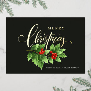 Merry Kerstmis Corporate Greeting Gold Folie Feestdagenkaart