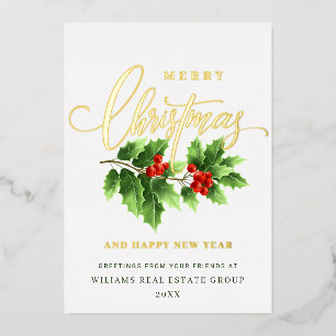 Merry Kerstmis Corporate Greeting Gold Folie Feestdagenkaart