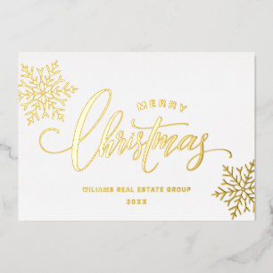 Merry Kerstmis Corporate Greeting Gold Folie Feestdagenkaart